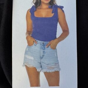 Set of (2) size XXL Junior black and blue bow tie tank tops. NWT cute for summer